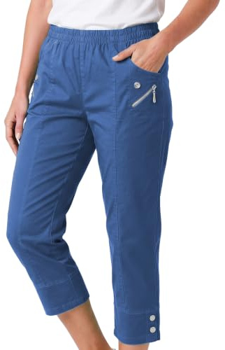 Style Lockers Womens Capri Trousers 3/4, Cropped Trousers for Women UK | Ladies Cropped Trousers Elasticated Waist, 3 Quarter Trousers Women's, Pants Summer Pull On Casual Fit Plus Size 10-24