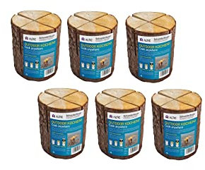 ALTIC Schwedenfeuer Gartenfackel Baumfackel Fackeln für draußen aus Holz für Garten Kamin Outdoor Kochen mit Anzünddocht Naturprodukt ca. 20cm groß (6X Outdoor Kochen)