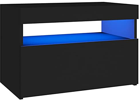 SECOLI Mueble de TV LED de 60 cm con iluminación LED, color negro, 60 x 35 x 40 cm
