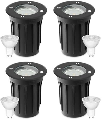 Goodia Empotrables Led Exterior Suelo: 4pcs 3W GU10 LED Foco empotrable al Aire Libre para jardín - Impermeable IP67 Iluminacion Jardin para balcón - Suelo Terraza Exterior Césped 230V 3000K Blanco Cá