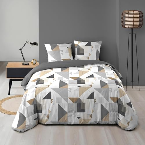 Douceur d'Intérieur Trigone - Juego de Cama de 3 Piezas (240 x 220 cm), Microfibra Estampada