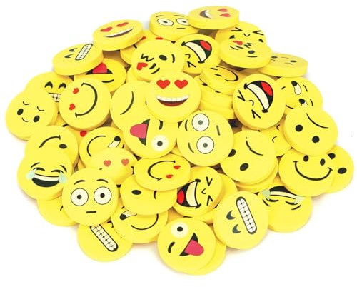 Outtshop Lachgesicht Radiergummi - 80 Stück Emoji Lustige Radiergummis für Kinder, Studenten, Geburtstagsparty-Geschenke, Mitgebsel