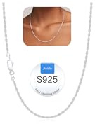 Jewlpire 925 Sterling Silver Chain Necklace for Women, 2MM Rope Chains Silver Chain for Women Classic & Sturdy Women's Chains Necklace, Sterling Silver Necklaces 16 Inch