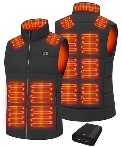 Techstuph Gilet Chauffant pour Homme avec 15 Zones de Chauffage, Veste Chauffante Femme avec Batterie de 20000 mAh, Gilet Chauffant électrique Lléger pour la pêche, la chasse, Thanksgiving, Noël-S