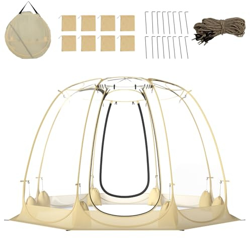 GOPLUS Tente Bulle pour 5-6 Personnes, Dôme Extérieur Transparent pour Événements Sportifs, Camping, Tente Pop-up Portable avec Sac de Transport, Fenêtre et Porte, 265 x 265 x 190 CM