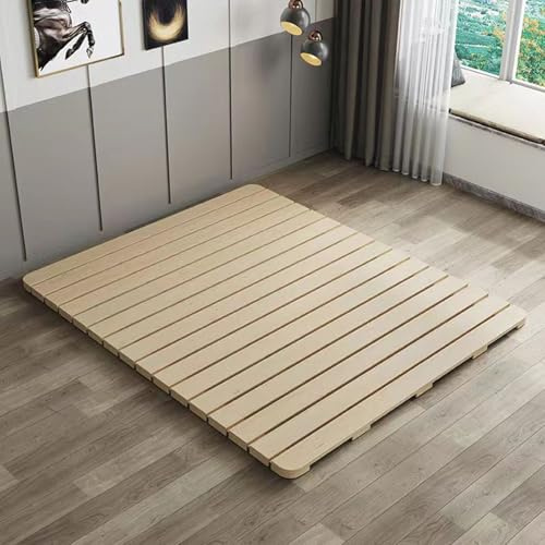 XIJIXILI Floor Bed Frame Japanese Bed Frame Foldable Slatted Bed Base Wooden Floor Platform Guest Tatami Mat（Queen）