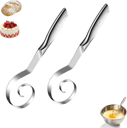 Sömlös degvisp, rostfritt stål bröd degvisp för matlagning, handhållen sur deg mixer bröd tillverkningsverktyg, för bakning pizza kaka för matlagning, diskmaskin (2 st)