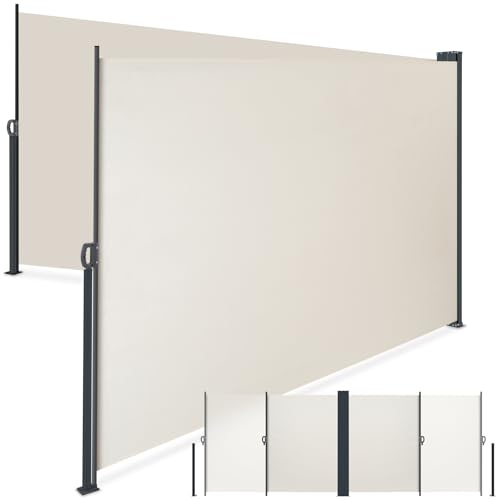 tectake® Toldo Retractil Exterior Doble 200x600 cm, Toldos Exterior Terraza, Separador de Ambientes, Paravientos, Toldo Lateral, Toldos Terraza, Parasol Lateral Jardin - Beige
