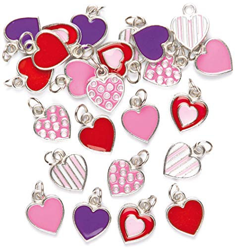 Baker Ross Anhänger Herzen für Ketten und Armbänder - Charms - Bettelarmband für Kinder zum Basteln ideal zum Valentinstag und Muttertag (24 Stück)