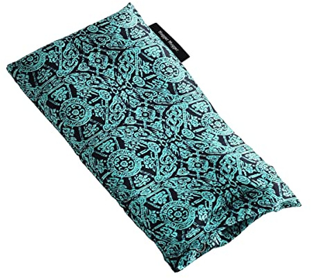 Hugger Mugger Silk Eye Pillow with Flaxseed Filling - Boho Teal - Organic Flaxseed Filling, Scent-free Relaxation, Light Weight, Chill in Freezer, Washable Cover