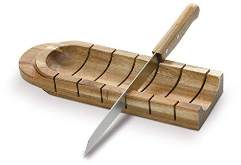 noTrash2003 Planche à pain en bois d'acacia avec encoche pratique pour couper les baguettes