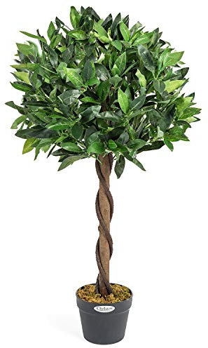 Christow Artificial Bay Tree In Pot, Large 3ft 4ft Tall Indoor Outdoor Garden Topiary Ball, Twisted Wooden Trunk, Realistic Lush Green Leaves, Home Office Restaurant (3ft, 1 pack)