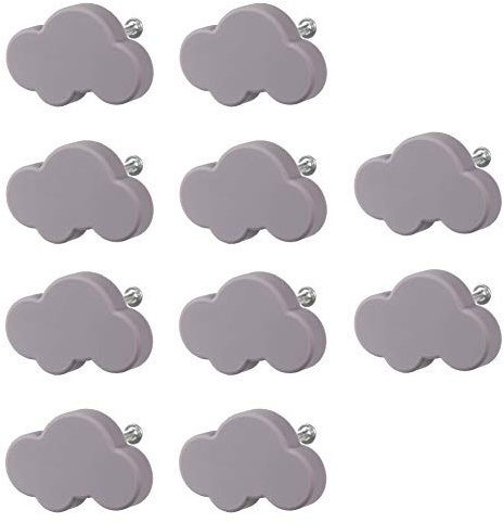 Botones de mueble para niños, manijas de botones de gabinete en forma de nube de dibujos animados de 10 unidades, botones de cajón lindos para niños, puertas, cómoda, gabinetes de cocina (Grey)