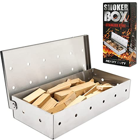 Merecho Räucherbox, Smokerbox, Edelstahl Räucherbox, Smoke Box Grill Räucherkasten Grillzubehör Smoker Box für Elektrogrilll, Gasgrill, Holzkohlegrills Kugelgrill