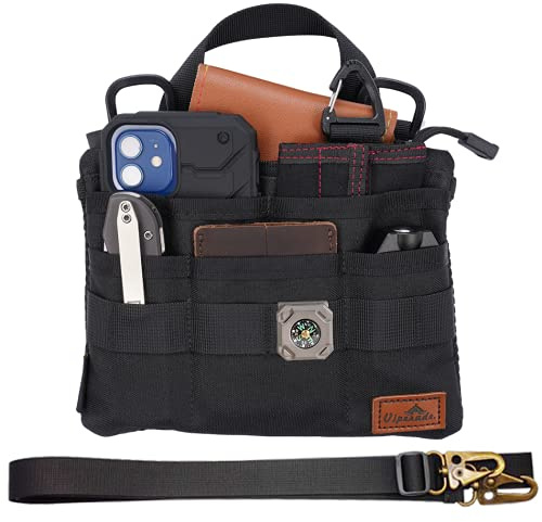 VIPERADE VE5 Slim EDC Pouch with 7 Pockets, Mens Pocket Organizer Multitool Pouch, Mini Crossbody Bag Messenger Shoulder Bag for Men (with strap)