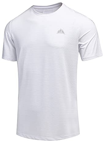 GITVIENAR T-shirt fonctionnel à manches courtes pour homme - Respirant - T-shirt de sport à manches courtes - T-shirt fonctionnel - T-shirt de course, Blanc., L
