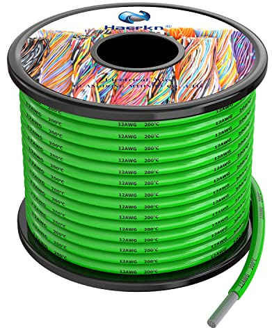 3.3mm² 12awg Silicone Electrical Wire Cable Green 10Meters 12 Gauge Hookup Wires kit Stranded Tinned Copper Wire Flexible and Soft High Temperature Resistance