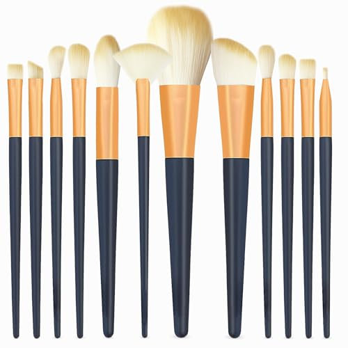 Brochas de Maquillaje Profesional LUXCOMPLE, Kit Maquillaje de 12 Unidades - Set Brochas Maquillaje, Brochas y Pinceles Maquillaje - Ideal para Base, Corrector, Colorete, Iluminador y Sombras de Ojos