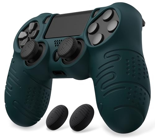 PlayVital Coque Protection pour ps4 Manette Housse,Controller Cover avec 2 Capuchon Joystick pour ps4 Slim Pro-Vert d'eau