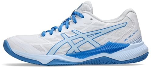 ASICS Women's Gel-Tactic 12 Indoor Sport Shoes, 9.5, White/Light Blue