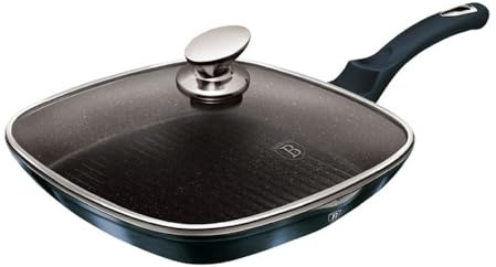 BERLINGER HAUS Grillpfanne mit Marmorbeschichtung 28 cm Metallic Line Aquamarine Edition | Elegant und Effizient