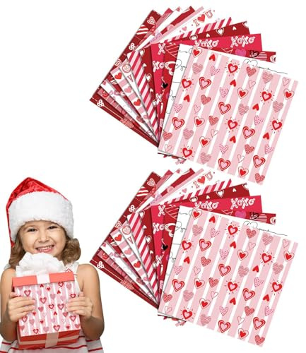 Alla hjärtans dag mönsterpapper, rosa klippbok papper alla hjärtans dag specialpapper | dubbelsidig kartong papper hjärta hantverk papper för fotoalbum