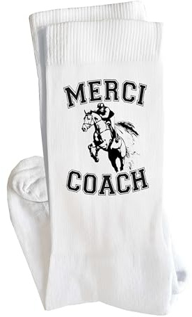 Planetee Chaussettes Merci coach equitation Taille 41-45 | Cadeau Original pour Hommes Fantaisie Insolites Anniversaire Beauf Noël Humour