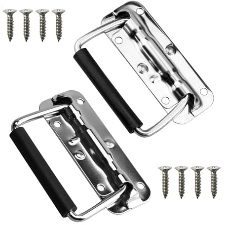 HREDZEO Poignée Pliante à Ressort,2 Pcs Porte en Métal Extracteur Poignée Poignée de Coffre en Métal, Caisse Poignée Encastrable Poignée de Caisse pour Boîte de Rangement Toolbox
