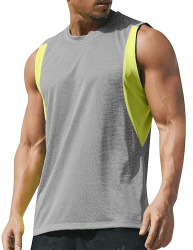 Generisch Men's Tank Top, Sleeveless Running Undershirt, Leisure, Fitness, Sports Shirt, Quick-Drying Sleep Shirt, Crew Neck, Thin Muscle Shirt, Lightweight Functional Shirt, Casual Vests, gray, L