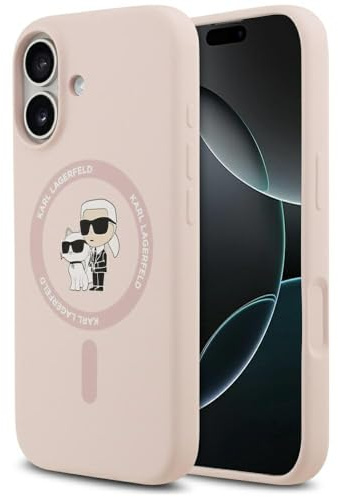 CG MOBILE Karl Lagerfeld Silikon-Ring „Karl & Choupette“ kompatibel mit MagSafe Hülle für iPhone 17 (Pink)