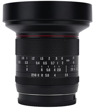 Meike 8 mm F2,8 Ultra-Weitwinkel-Objektiv mit manueller Fokussierung, Nullverzerrung, kompatibel mit Panasonic Olympus MFT M43 Mount spiegellosen Kameras GH1 GH2 GH3 GH4 GH5 GH6 GH7