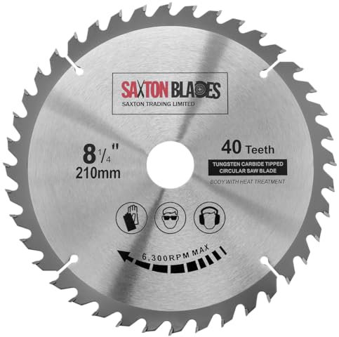 Saxton TCT Circular Wood Saw Blade 210mm x 30mm x 40T for Festool Bosch Makita Dewalt fits 216mm saws