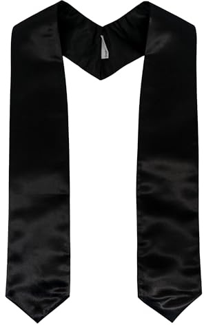 GraduationMall Unisex Adult Plain Graduation Stole 60 Black