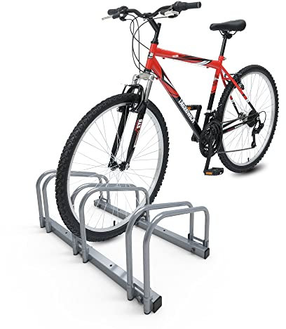 vounot® Râtelier Vélo 3 Vélos Range Vélo Système Range Vélo Rangement pour Vélo Support pour Bicyclette Sol ou Mural en Acier Revêtu Support de Rangement Vélo Jardin ou Garage Râtelier Familial