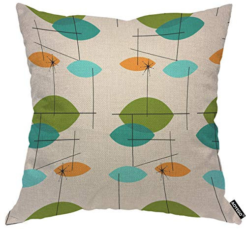 AOYEGO Mid Century Atomic Kissenbezug, ovale Ellipse, reguläre kreative Kurve, geometrisch, Comic, bunt, 45,7 x 45,7 cm, dekorativer Kissenbezug für Zuhause, Couch, Bett