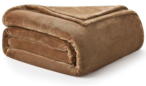 EHEYCIGA Large Fleece Throw Blanket for Sofa 220x240cm, Camel | Soft Fluffy Blanket for Bed, Warm Large Throws for Adults, Fit All Season