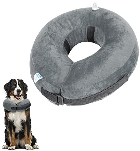Nobleza - Aufblasbare Halskrause für Hunde & Katzen, Einstellbar Schutzkragen Hund, Bequem Schutzkragen mit Klettverschluss für Haustiere Katzen Hunde Nach Operation und Verletzungen (Grau, XL)