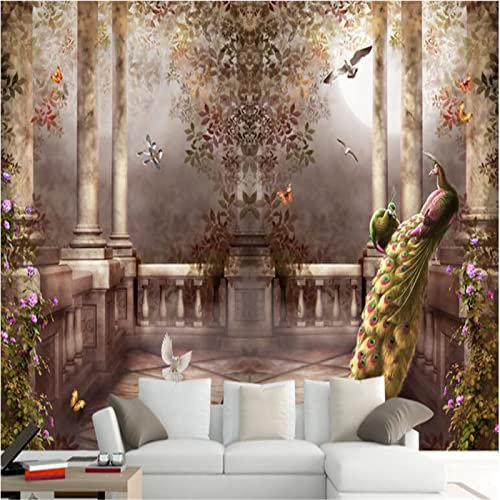 SHINERING Papier peint personnalisé à grande échelle, style européen, jardin rococo, colonne romaine, peinture à l'huile tridimensionnelle, mur de télévision, 400 cm (L) × 280 cm (H)