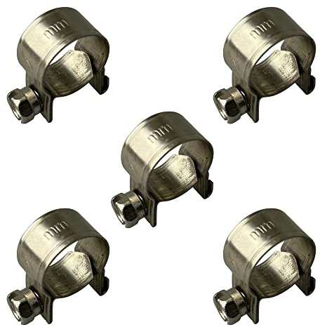 Fascette stringitubo in acciaio inox, 6-8 mm, per tubo di benzina, colore: Argento
