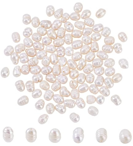 NBEADS Circa 81pz Perle D'Acqua Dolce Coltivate Naturali, 4~5mm Piccola Perla D'Acqua Dolce A Forma di Riso Bianco Perla D'Acqua Dolce Allentata Perline per La Creazione di Gioielli Artigianali