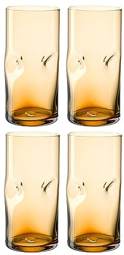 Leonardo Vesuvio 077376 Lot de 4 verres à long drink, en verre de qualité supérieure, sous forme organique, contenance 330 ml, fait à la main, passe au lave-vaisselle, couleur ambre