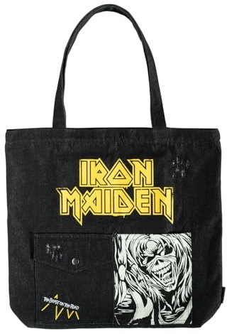 Grupo Erik Cotton Tote Bag - Iron Maiden Merchandise | Cotton Shopping Bag, 16.5x15.7 inches - 42x40 cm Canvas Bag, Cotton Bag | Iron Maiden Gifts