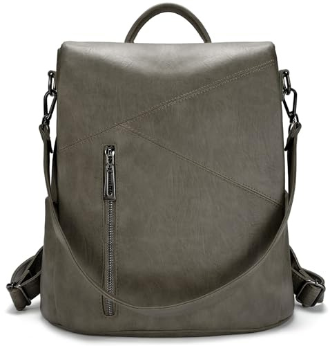 molshine Sac à dos antivol en cuir végétalien, sac à dos de voyage décontracté à la mode, sac à main à bandoulière pour femmes dames Grils HB041 (Vert)