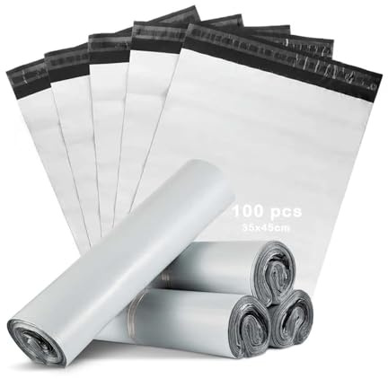 MERCURY TEXTIL- 100 Bolsas para Envios Paquetes,Sobres para Envios Embalaje,Autoadhesivas e Impermeables para el Envío de Ropa,regalos,Paquetería y Embalar. Resistentes y Opacas. (M 35x45CM 100PCS)