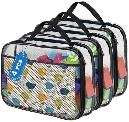 4er PVC Aufbewahrungstaschen für Spielzeug,Toilettentaschen mit Reißverschluss Kuscheltier Aufbewahrung für Kinder Badespielzeug Spielzeug Badespielzeug Puzzle,Bausteine(Schwarz,9x3x11.8inch)