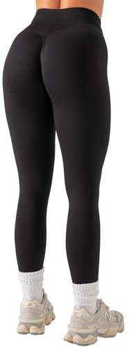 OUDOTA Sport Leggings Damen Scrunch Butt Gym Leggins Seamless High Waist Butt Lifting Yoga Hose Shape Push Up Sportleggins Damen Lang Schwarz,L