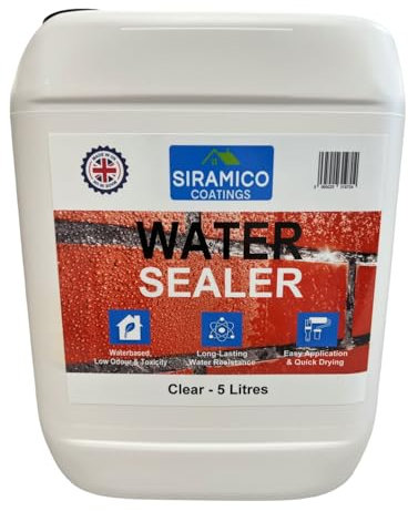 Siramico Coatings Premium Water Sealer | Clear Waterproofer | 5 Litres | Water Sealer for Brick, Concrete, Motar & Stone