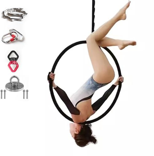 Fitness-Hula-Hoop-Reifen, Lyra-Hoop-Set, 85 cm/90 cm Aerial-Hoop-Kit, Zirkus-Luftausrüstung, Aerial-Yoga-Reifen aus Edelstahl für die Heimfitness, 90 cm - 3,2 cm