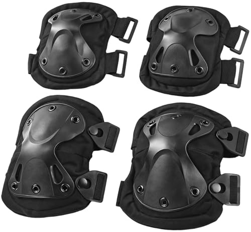 yeeplant 4 rodilleras y coderas ajustables, equipo táctico para deportes al aire libre, perfecto para ciclismo, patinaje, airsoft
