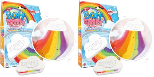 ZIMPLI - Large Cloud Rainbow Baff Bombz, Create a Rainbow Effect, fizzing, bathtime Adventure, Bath Bomb Fizzing Fun for Children 4 5 6 7 8 9 (Pack of 2)